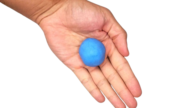 Pâte silicone bleue formée en boule