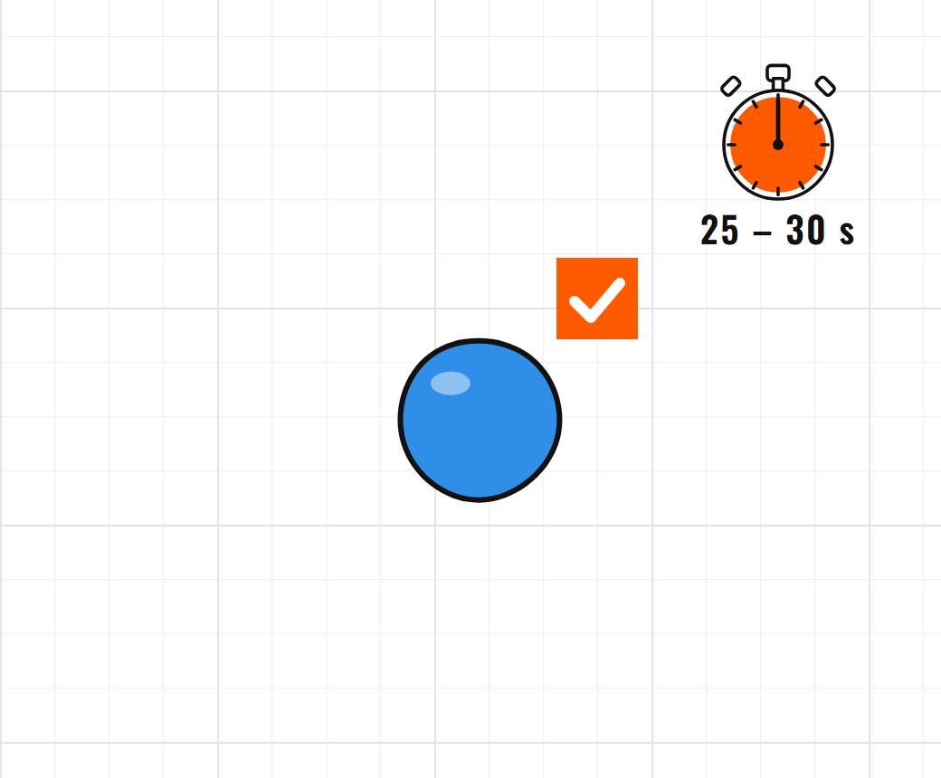 Ball of blue silicone after mixing, timer set to 25 to 30 seconds