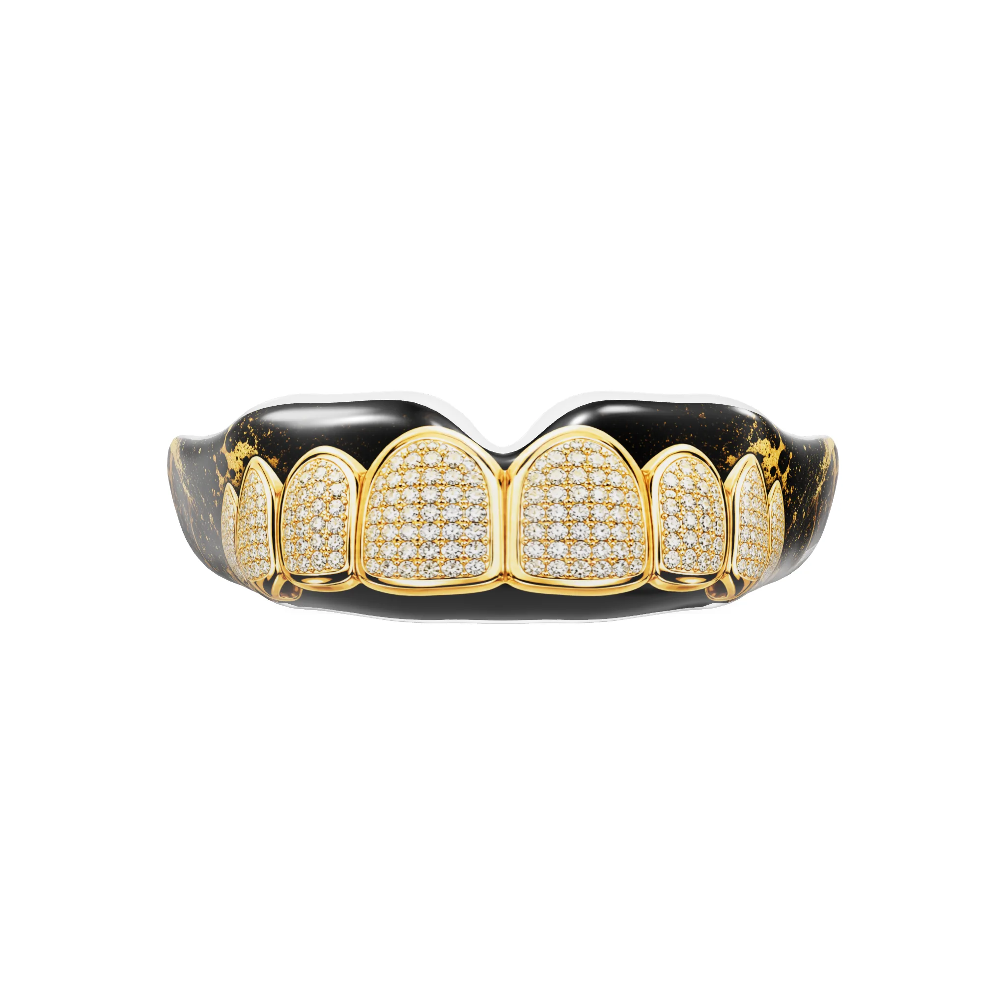 Protège-dents Diamant or sur mesure de face